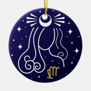 Zodiac-tecken för våg Virgin Julgransprydnad Keramik