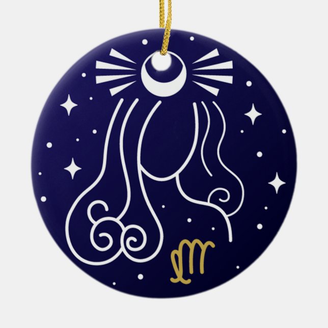 Zodiac-tecken för våg Virgin Julgransprydnad Keramik (Framsidan)