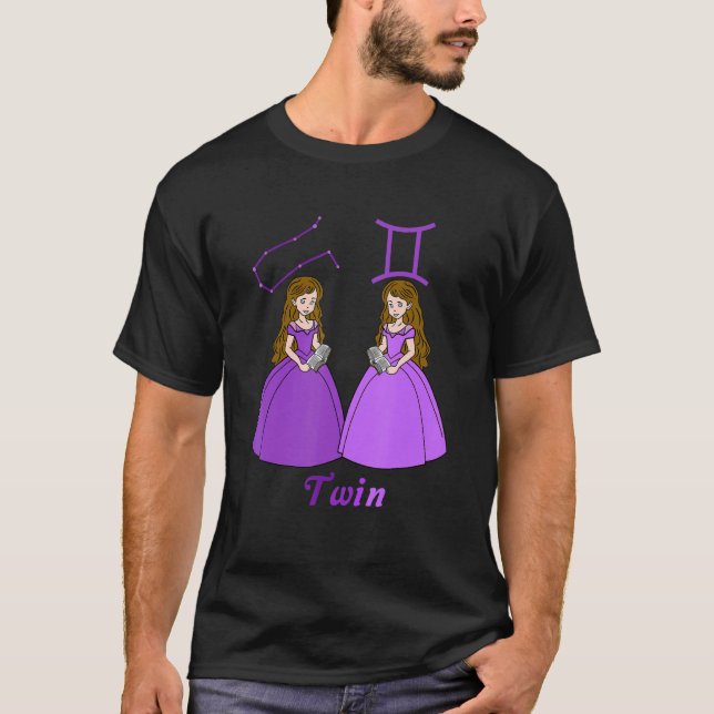 Zodiac-tecken Gemini, Constellation Gemini, Prince T Shirt (Framsida)
