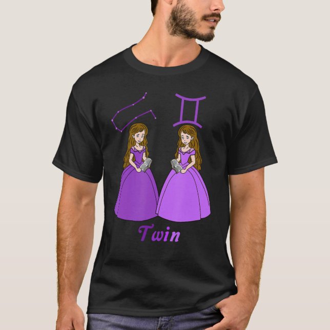 Zodiac-tecken Gemini, Constellation Gemini, Prince T Shirt (Framsida)
