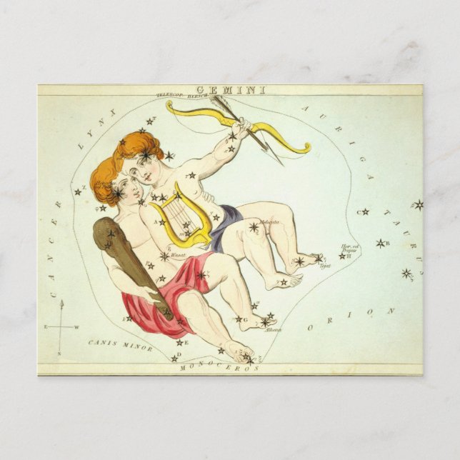 Zodiac-tecken: Gemini Vykort (Framsida)