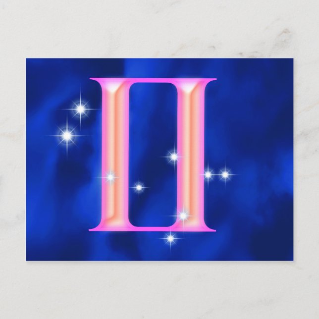 Zodiac-tecken Gemini Vykort (Framsida)