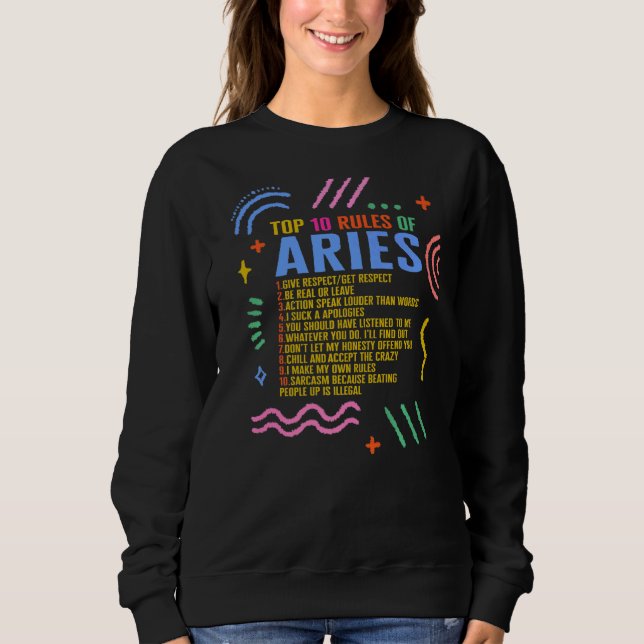Zodiac-tecken högst 10 Regler av Aries Solrossolas T Shirt (Framsida)