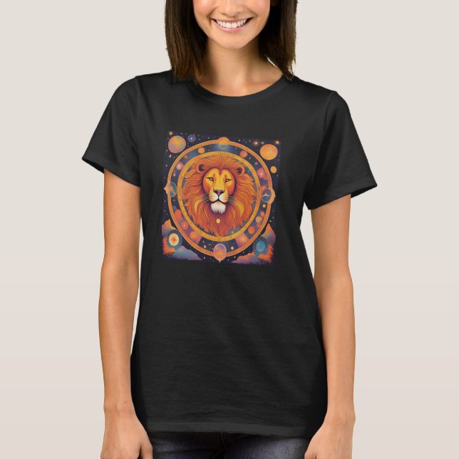 Zodiac-tecken Lejon födelsedagsbrandskylt T Shirt (Framsida)