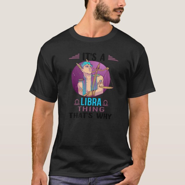 Zodiac-tecken Libra Astrology Horoscope T Shirt (Framsida)