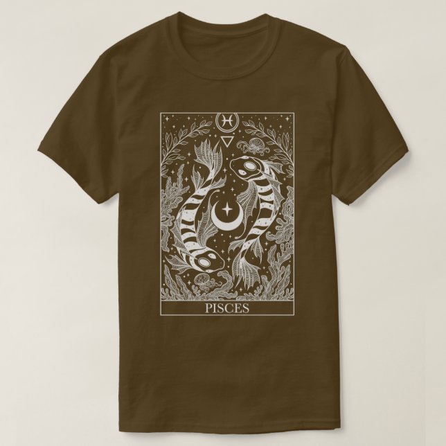 Zodiac-tecken mörk Gothic tarot Card Pisces T Shirt (Design framsida)