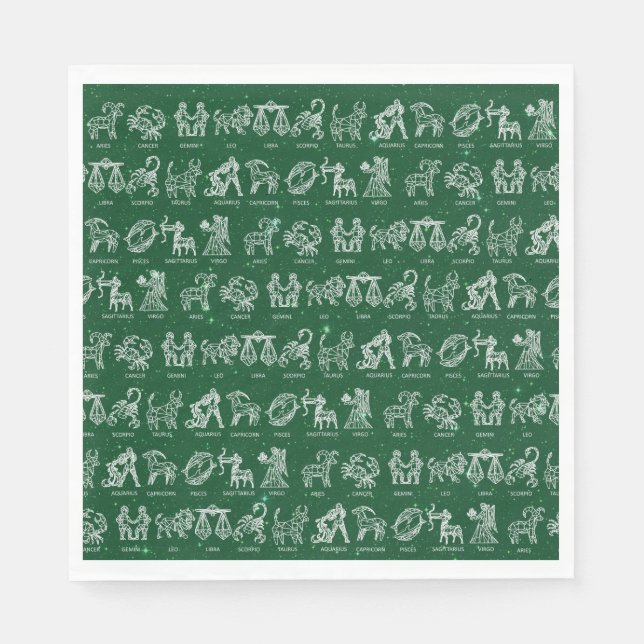 Zodiac-tecken Napkin (Grönt) Pappersservett (Framsidan)