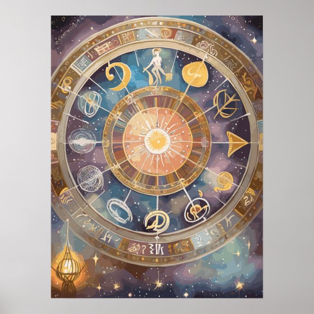 Zodiac-tecken och Astrology Wall Art Poster (Framsidan)