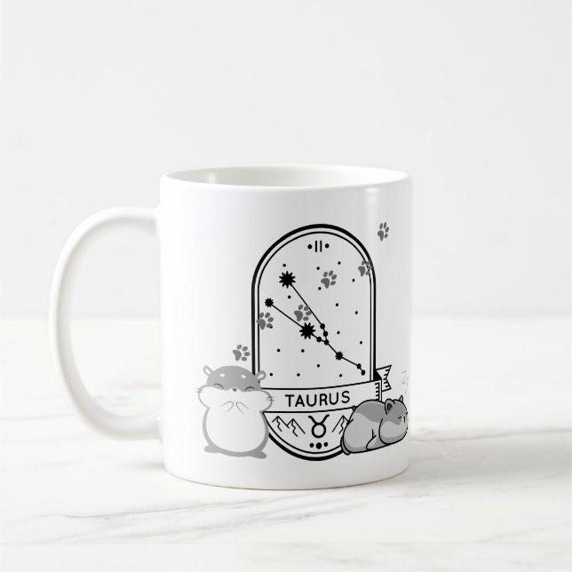 Zodiac-tecken och matchande sällskapsdjur. Taurus  Kaffemugg (Vänster)
