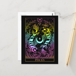 Zodiac-tecken Pisces-Tarot-kort Vykort