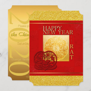 Zodiac-tecken Yin Yang Chinese Råtta Year 2020 PI Inbjudningar