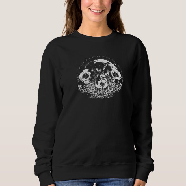 Zodiac Text Ring Floral Moon T Shirt (Framsida)