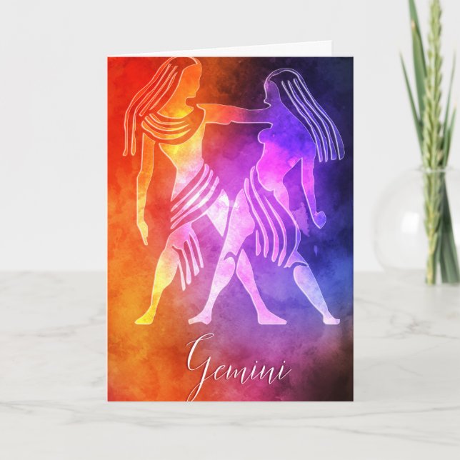 Zodiac : Tvillingarnas Färgglada Godis Färger Kort (Framsida)