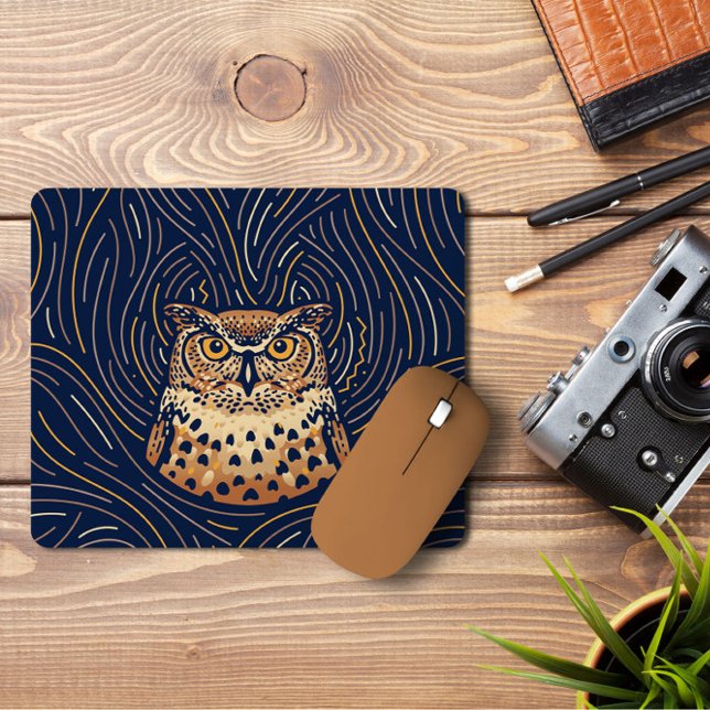 Zodiac Uggla Porträtt | Handdragen Uggla Mousepad Musmatta (Skapare uppladdad)