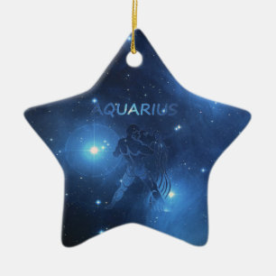 Zodiac undertecknar aquariusen julgransprydnad keramik