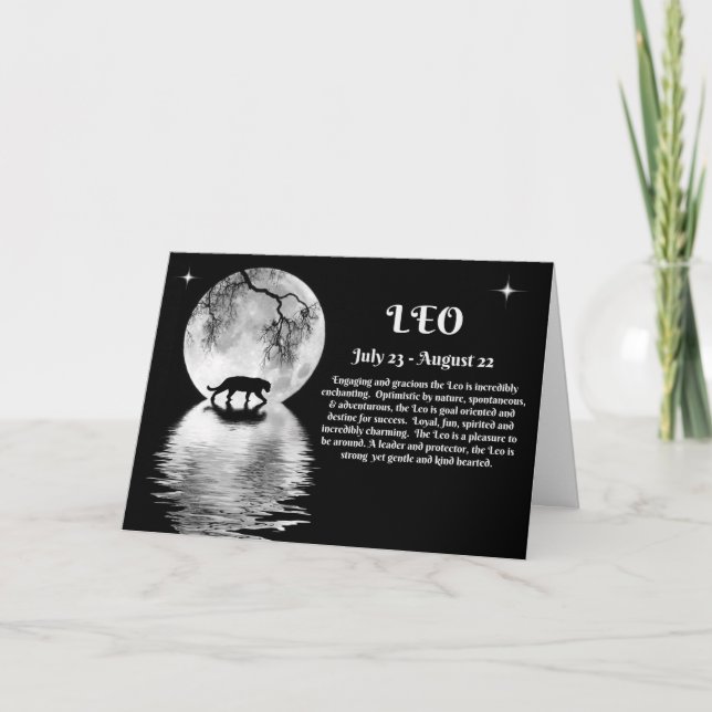 Zodiac undertecknar av Leo Juli och den Augusti Kort (Framsida)