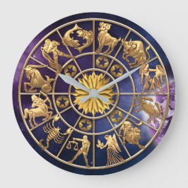 Zodiac undertecknar beställnings- guld- stjärnor stor klocka
