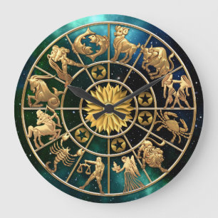 Zodiac undertecknar beställnings- guld- stjärnor stor klocka