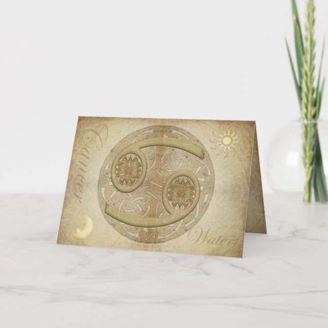 Zodiac undertecknar cancerhälsningar och Notecards Kort (Framsida)