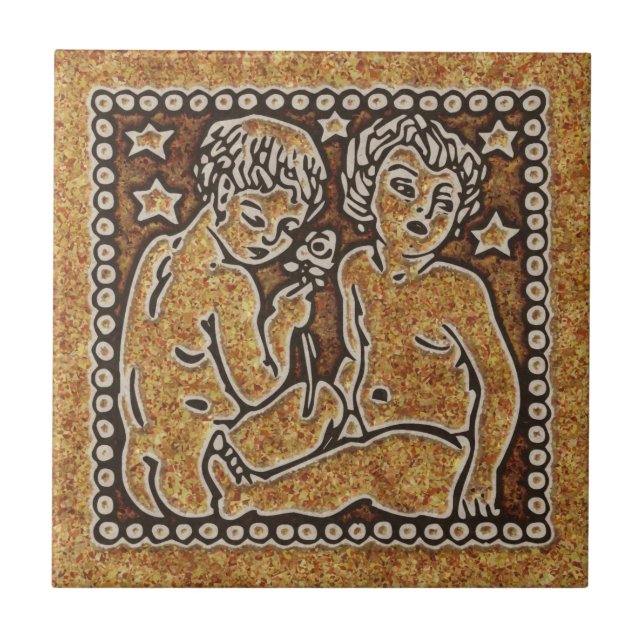 ZODIAC UNDERTECKNAR GEMINI KAKELPLATTA (Framsidan)