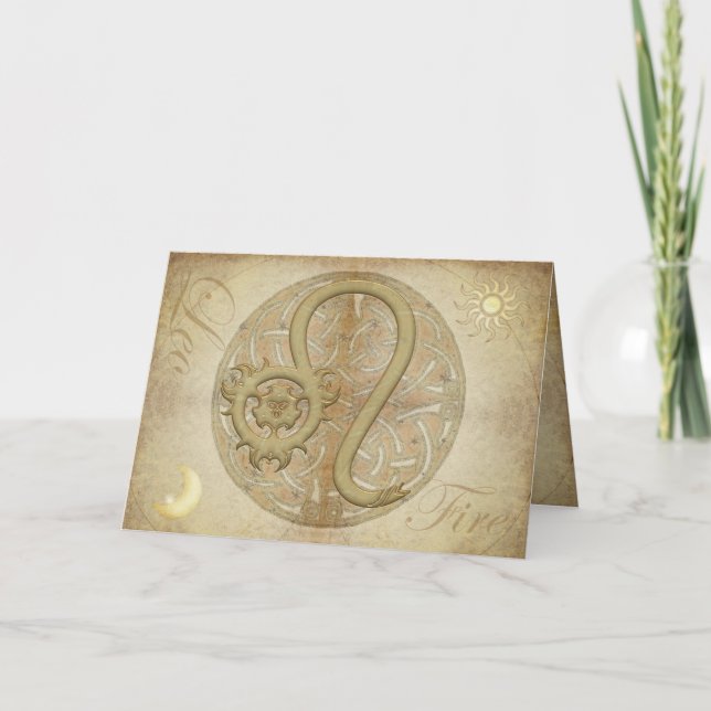 Zodiac undertecknar Leo hälsningar och Notecards Kort (Framsida)