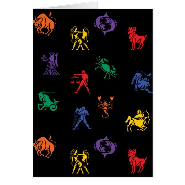 Zodiac undertecknar symbolen hälsningskort (Framsidan)