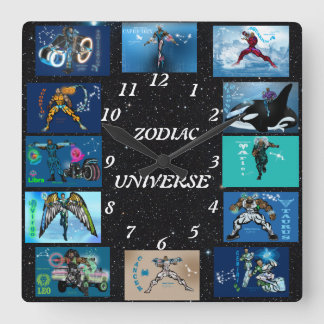 Zodiac Universe Acrylic Wall Clock Fyrkantig Klocka