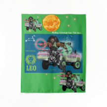 Zodiac Universum -Lejonet-Fest Banner Vävt Tyg