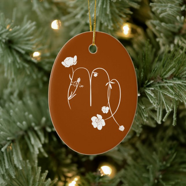 Zodiac Våg, födelsemolol snyggt monogram namn Julgransprydnad Keramik (Träd)