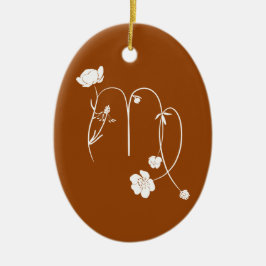 Zodiac Våg, födelsemolol snyggt monogram namn Julgransprydnad Keramik