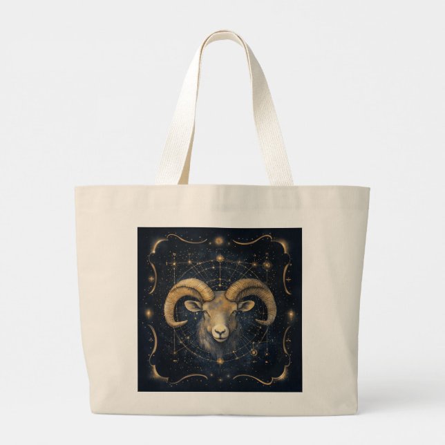 Zodiac Vibes Aries - Tote Budget Jumbo Tygkasse (Baksida)