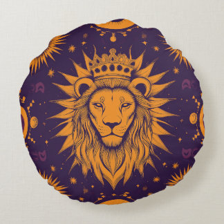 Zodiac Vibes Leo - Round Pillow Rund Kudde