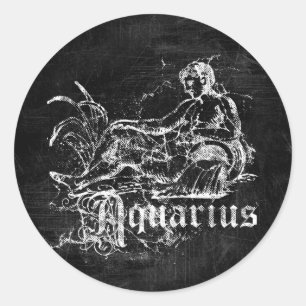 Zodiac Vintage Aquarius Runt Klistermärke