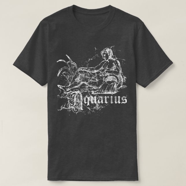 Zodiac Vintage Aquarius T Shirt (Design framsida)