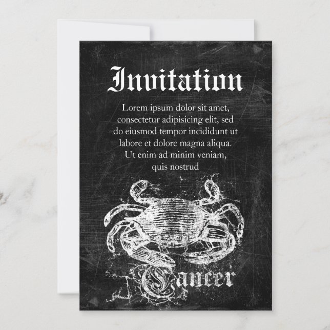 Zodiac Vintage Cancer Inbjudningar (Framsida)