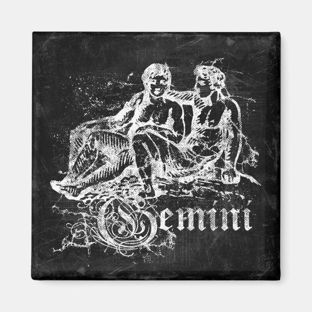 Zodiac Vintage Gemini Magnet (Framsidan)