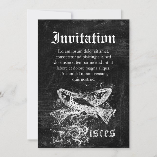 Zodiac Vintage Pisces Inbjudningar (Framsida)