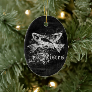 Zodiac Vintage Pisces Julgransprydnad Keramik