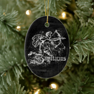 Zodiac Vintage Sagittarius Julgransprydnad Keramik