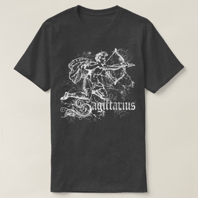 Zodiac Vintage Sagittarius T Shirt (Design framsida)