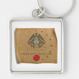 Zodiac - Virgo - Keychain Fyrkantig Silverfärgad Nyckelring
