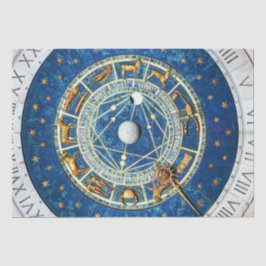 Zodiac Wheel Blue Guld Stjärntecken Cosmic Celesti
