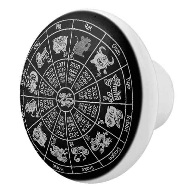 Zodiac Wheel för kinesiskt horoscope Knopp (Höger)
