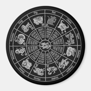 Zodiac Wheel för kinesiskt horoscope Magnet