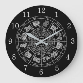 Zodiac Wheel för kinesiskt horoscope Stor Klocka
