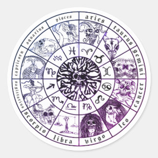 Zodiac Wheel Sticker Runt Klistermärke