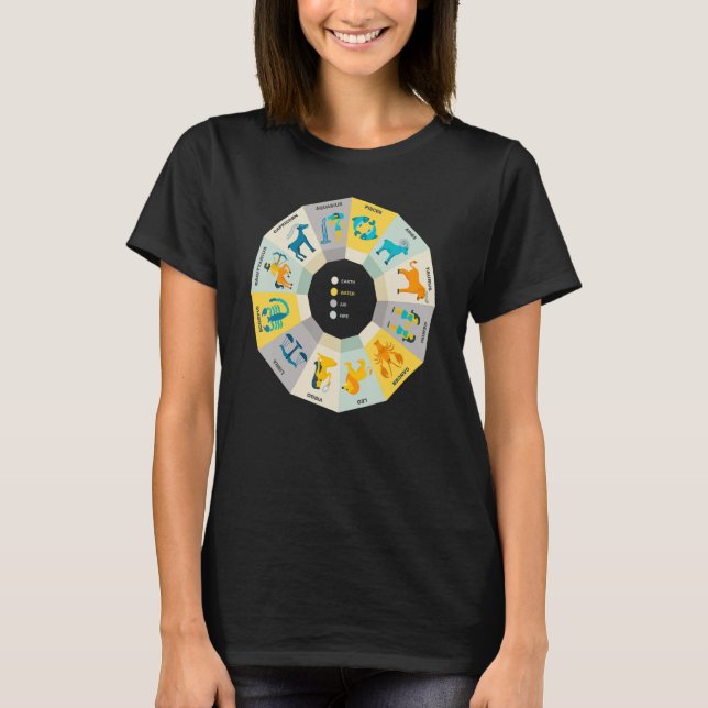 Zodiac Wheel Wife Zodiac Horoscope Astrology T Shirt (Framsida)