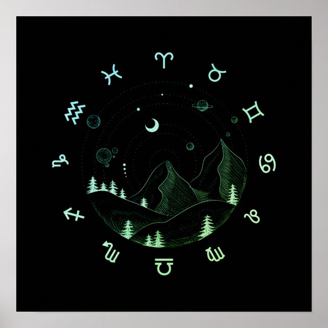 Zodiac Whetain Mountain liggande fyrkant Poster (Framsidan)