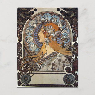 Zodiac Woman av Alphonse Mucha - Art nouveau Helg Vykort