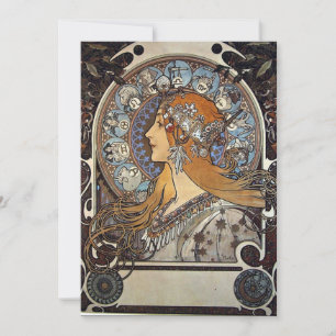 Zodiac Woman av Alphonse Mucha - Art nouveau Julkort